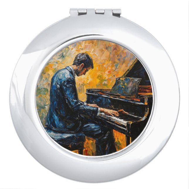 Piano Player - Oil Painting Compact Mirror (Front)