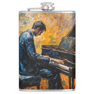 Piano Player - Oil Painting Flask