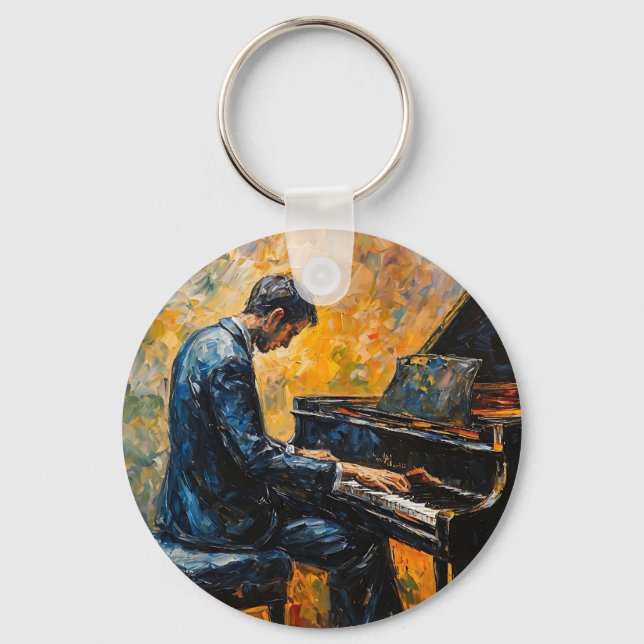 Piano Player - Oil Painting Keychain (Front)