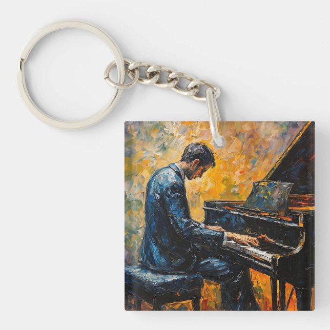 Piano Player - Oil Painting Keychain (Front)