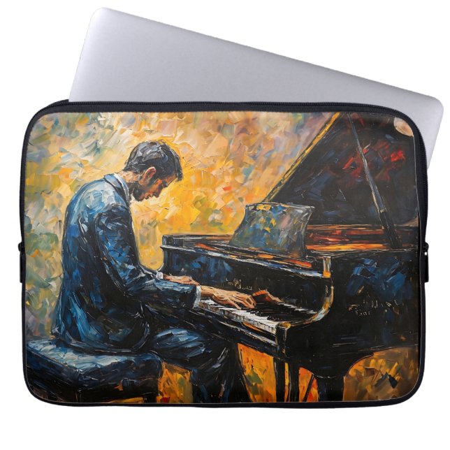 Piano Player - Oil Painting Laptop Sleeve (Front)