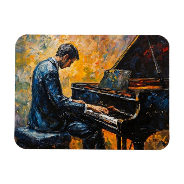 Piano Player - Oil Painting Magnet (Horizontal)