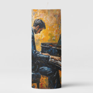 Piano Player - Oil Painting Pillar Candle