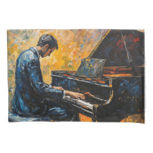Piano Player - Oil Painting Pillow Case