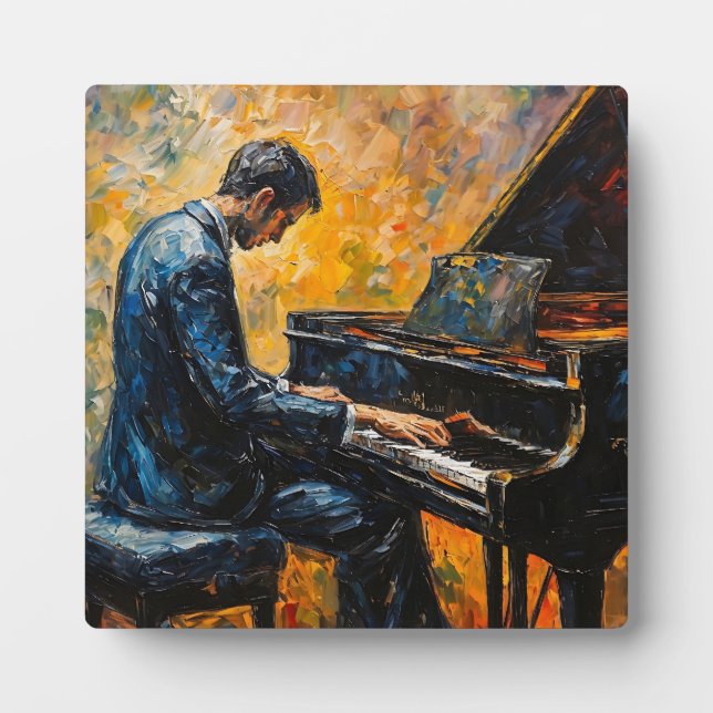 Piano Player - Oil Painting Plaque (Front)