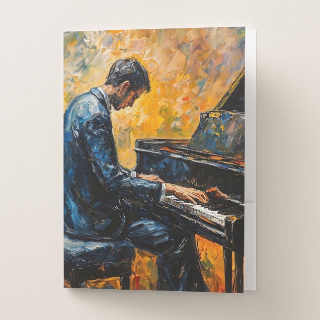 Piano Player - Oil Painting Pocket Folder (Front)
