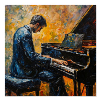 Piano Player - Oil Painting Poster
