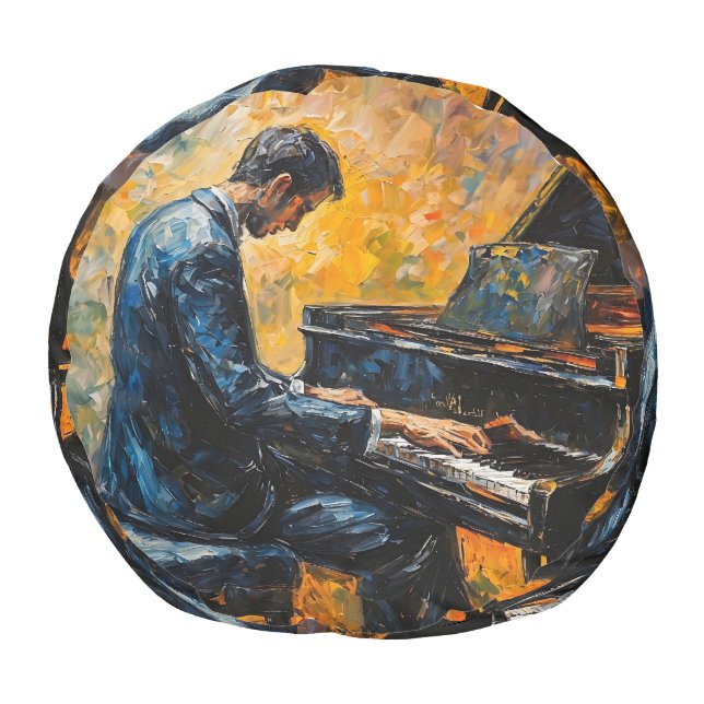Piano Player - Oil Painting Pouf (Bottom)