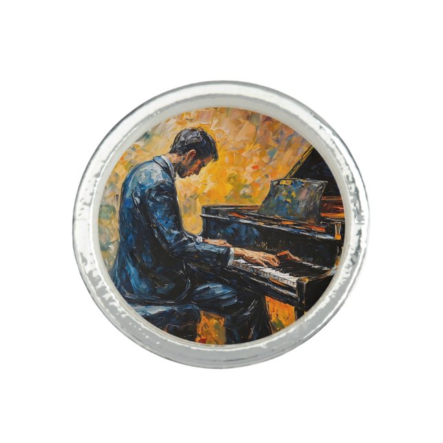 Piano Player - Oil Painting Ring (Front)
