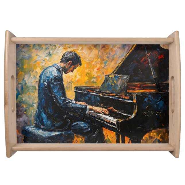 Piano Player - Oil Painting Serving Tray (Front)