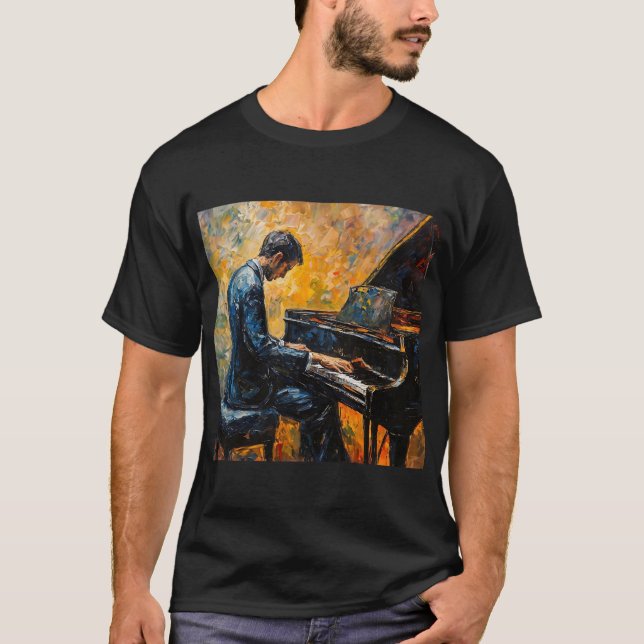 Piano Player - Oil Painting T-Shirt (Front)
