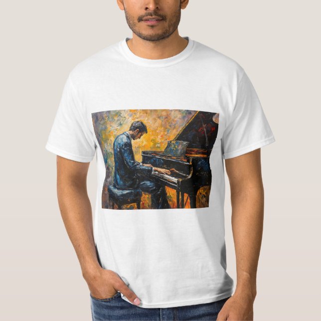 Piano Player - Oil Painting T-Shirt (Front)