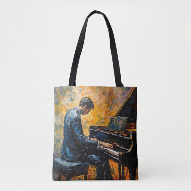 Piano Player - Oil Painting Tote Bag (Front)