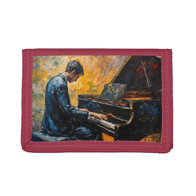 Piano Player - Oil Painting Trifold Wallet (Front)