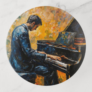 Piano Player - Oil Painting Trinket Tray
