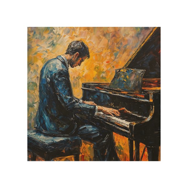 Piano Player - Oil Painting Wood Wall Art (Front)