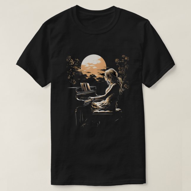Piano Player Pianist Girl Woman Musician Music   1 T-Shirt (Design Front)
