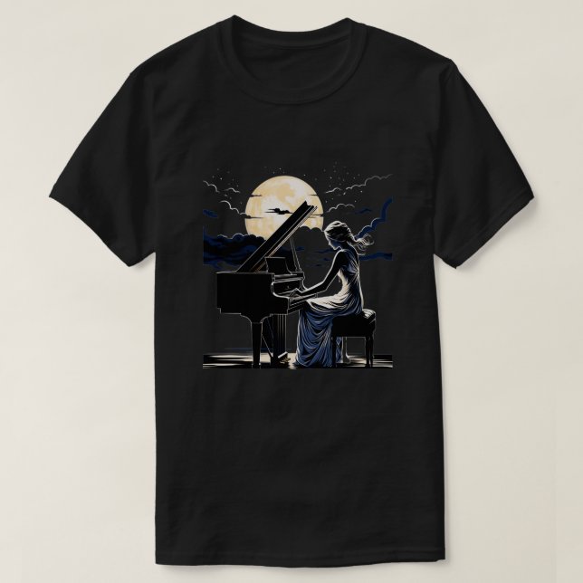 Piano Player Pianist Girl Woman Musician Music   2 T-Shirt (Design Front)