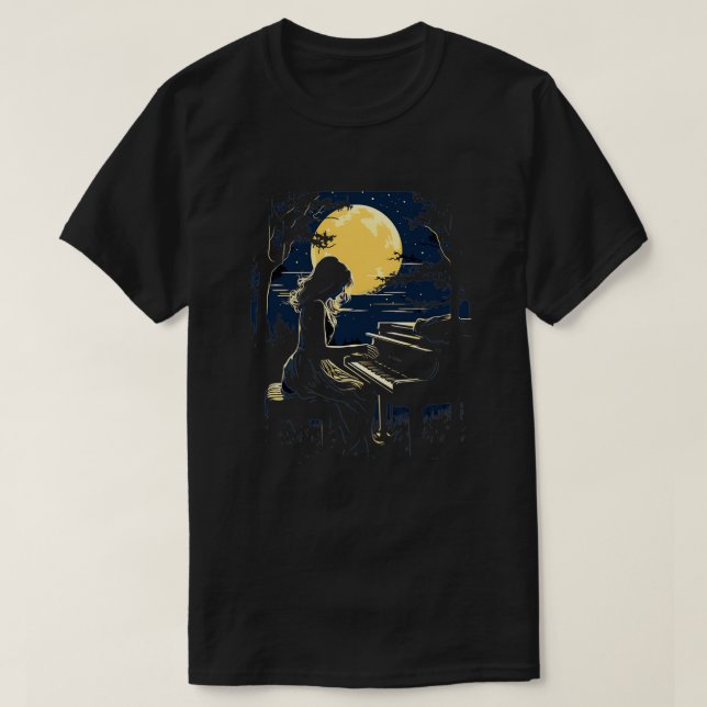 Piano Player Pianist Girl Woman Musician Music  T-Shirt (Design Front)