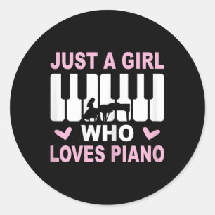 Piano Player Piano Girl Pianist Woman Classic Round Sticker