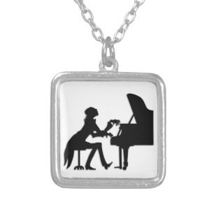 Piano Player Silver Plated Necklace