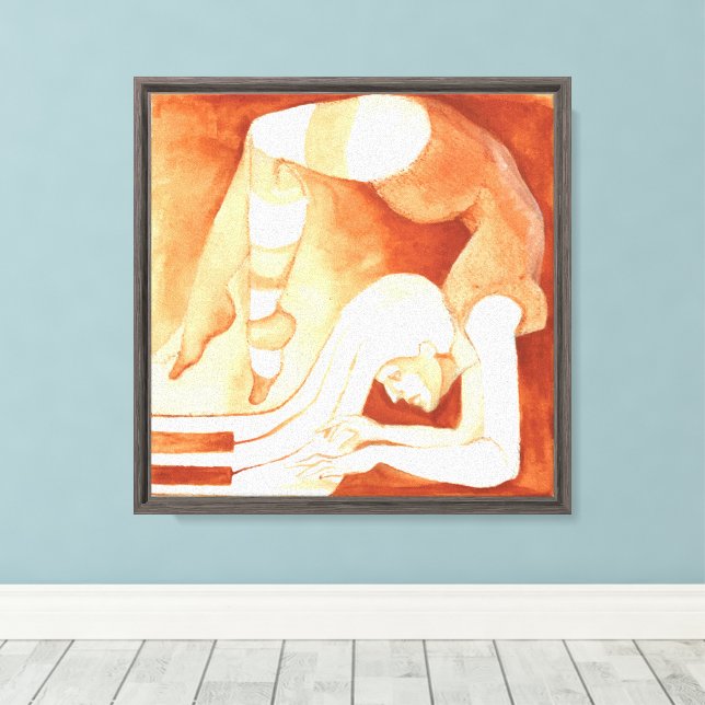 piano player stretched canvas print (Insitu(Wood Floor))
