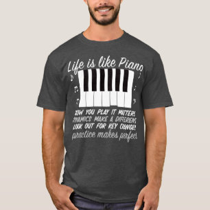 Piano Player Teacher Gift Keyboard Keys Music Love T-Shirt