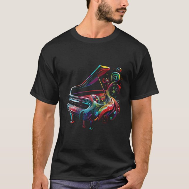 Piano Players Beautiful Colorful Piano T-Shirt (Front)