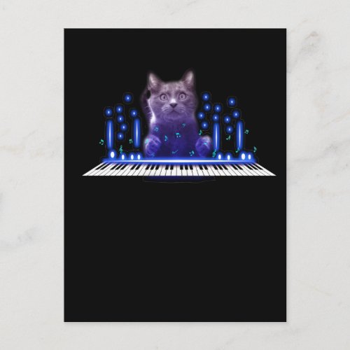 Piano Playing Cat Keyboard Kitten Cute Pet Postcard