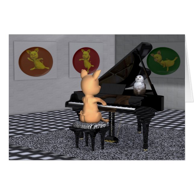 Piano Playing Pig Cards (Front Horizontal)
