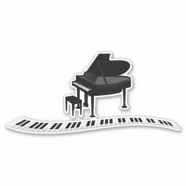 Piano, popular musical design sticker (Front)