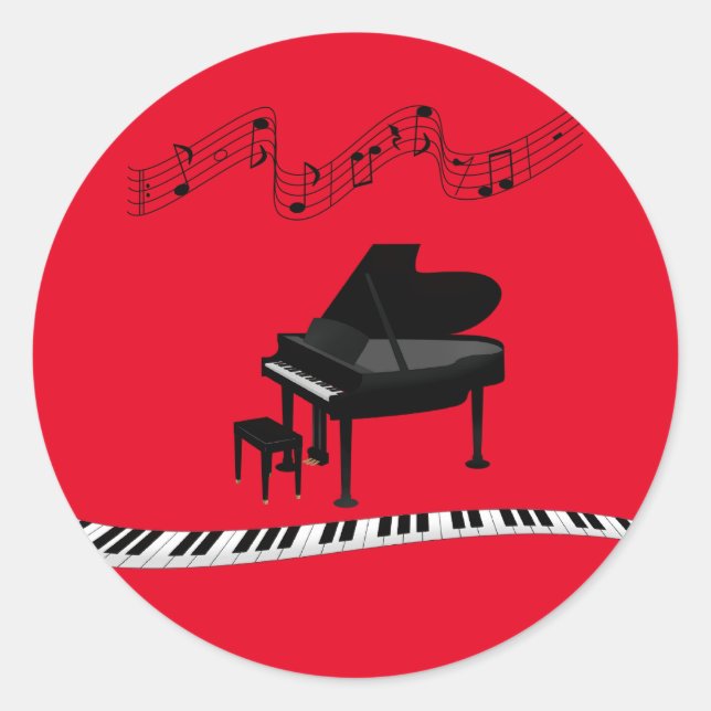 Piano, popular musical design sticker (Front)