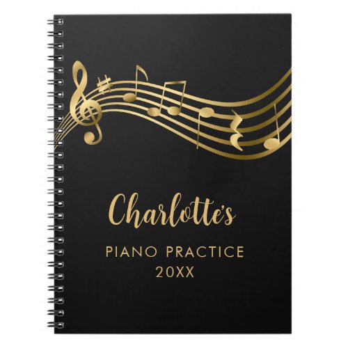 Piano Practice Gold Music Notes TeacherStudents Notebook