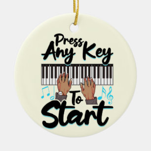 Piano Press Any Key to Star Pianist Student Teache Ceramic Ornament