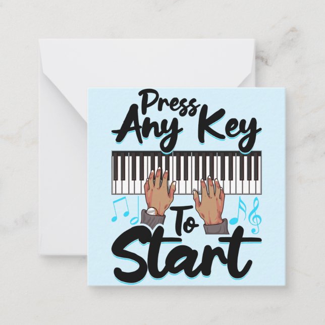 Piano Press Any Key to Star Pianist Student Teache Note Card (Front)