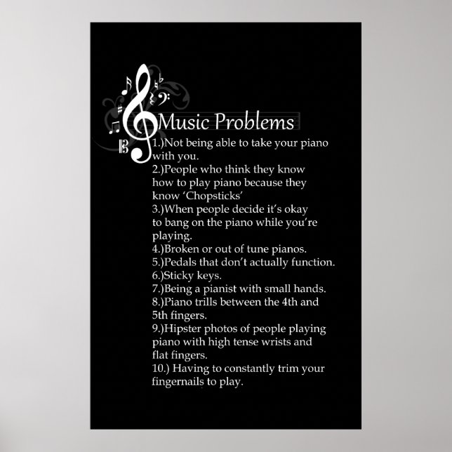 Piano Problems List Poster (Front)