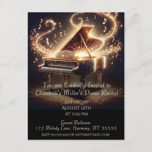 Piano Recital Baby Grand Invitation Postcard