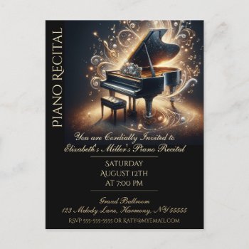 Piano Recital Baby Grand Invitation Postcard by GlitterInvitations at Zazzle