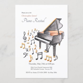 Piano Recital Invitation by CottonLamb at Zazzle