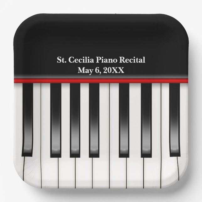 Piano Recital Keyboard Paper Plates (Front)