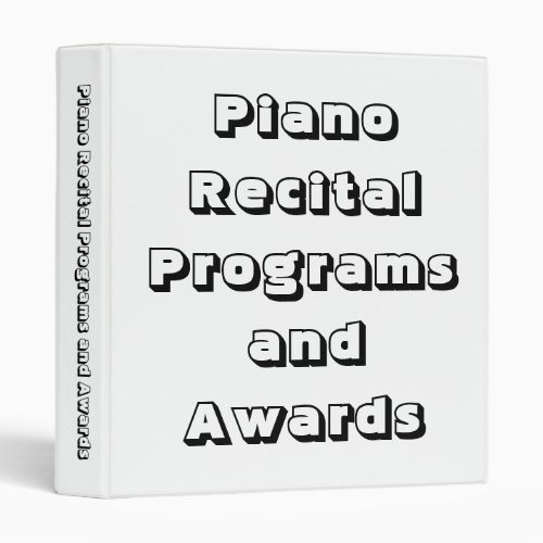 Piano Recital Programs Award Certificates Binder