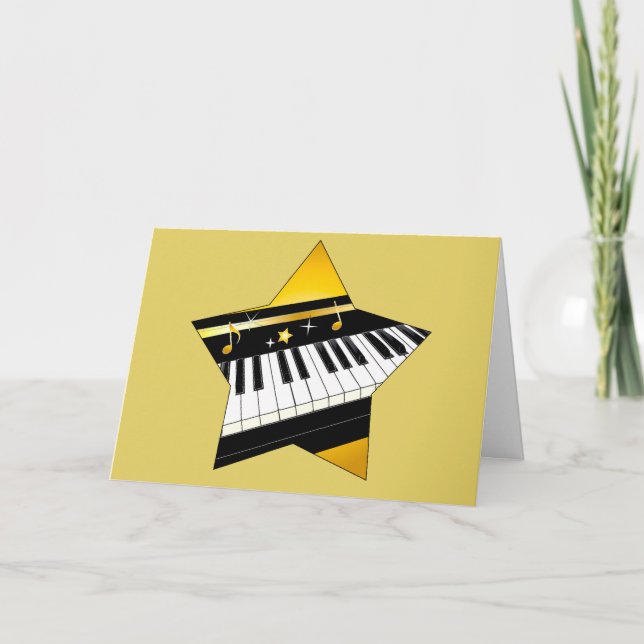 Piano Recital Star Congratulations Card (Front)