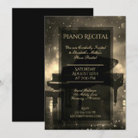 Piano Recital with Gold Lights Invitation