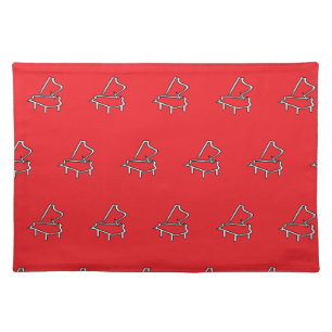 Piano Red And White Cloth Placemat