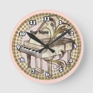 Piano Rhythm Round Clock