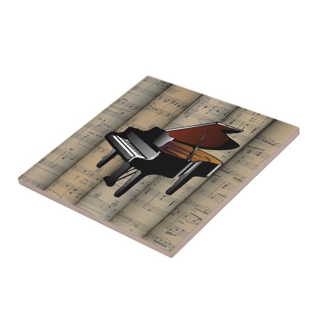 Piano~ Rolled Sheet Music Background ~ Musical Tile (Side)