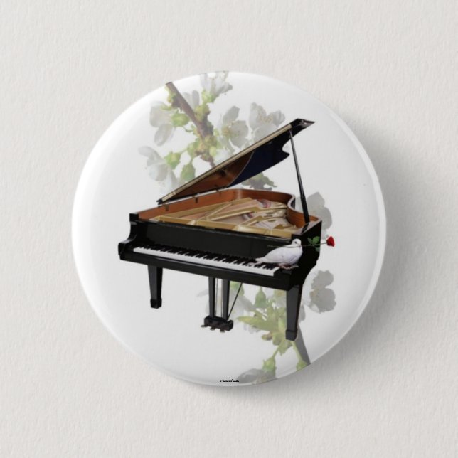 Piano -Romantic Music- Button (Front)
