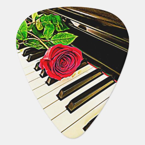 Piano rose abstract original still life art guitar pick