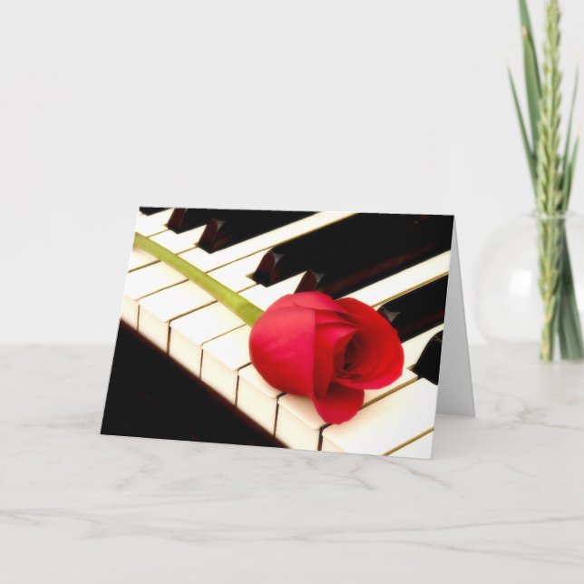 Piano & rose I Holiday Card (Front)