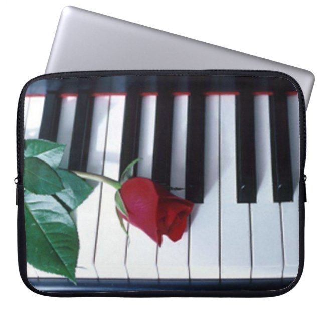 Piano Rose Keyboard Pattern Laptop Sleeve (Front)